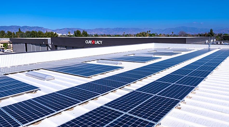 Solar panels installed at Clay Lacy Aviation&rsquo;s Los Angeles headquarters.