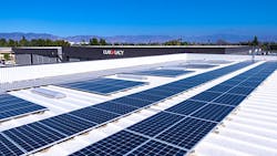 Solar panels installed at Clay Lacy Aviation’s Los Angeles headquarters. Solar panels installed at Clay Lacy Aviation’s Los Angeles headquarters.