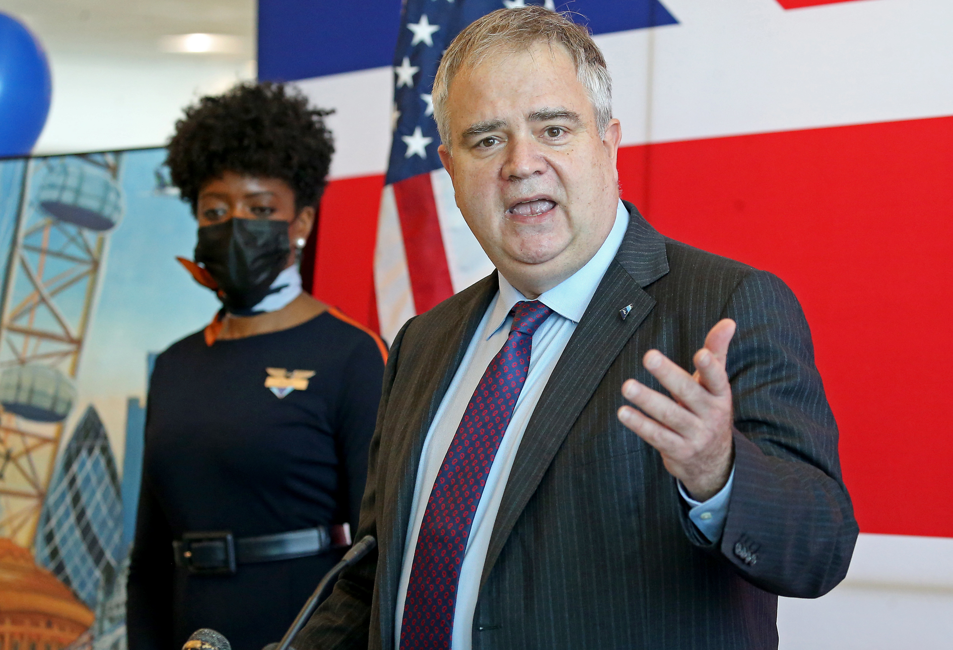 JetBlue CEO Robin Hayes announced Tuesday that the airline will begin flying from Boston to London on April 5, 2022, in BOSTON, Massachusetts.