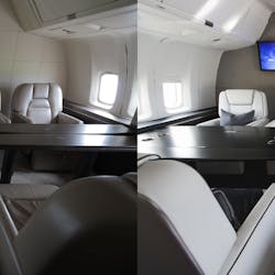 Before and after -- VIP Completions, providers of aircraft completions and refurbishment services, and client John H. Ruiz, entrepreneur, businessman and attorney, unveiled the interior of a Boeing 767 that VIP Completions has delivered to Ruiz.