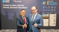 Song Hoi See, Founder of Arrture and CEO of Plaza Premium Group, pictured with Berk Albayrak, CEO of Sabiha G&ouml;k&ccedil;en International Airport at ISG PORTPAL&rsquo;s partner&rsquo;s event.