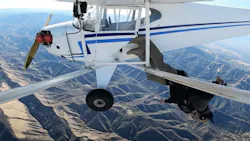 The video, which drew about 2 million views to the 134,000-subscriber channel, showed him claiming engine trouble and jumping out of the plane. The video, which drew about 2 million views to the 134,000-subscriber channel, showed him claiming engine trouble and jumping out of the plane.