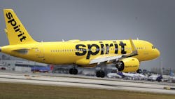 A Spirit Airlines plane lands at Fort Lauderdale-Hollywood International Airport. The Miramar-based discount carrier, citing antitrust concerns, announced its board of directors had decided a buyout offer by JetBlue Airways was not superior to a bid by Frontier Airlines of Denver. A Spirit Airlines plane lands at Fort Lauderdale-Hollywood International Airport. The Miramar-based discount carrier, citing antitrust concerns, announced its board of directors had decided a buyout offer by JetBlue Airways was not superior to a bid by Frontier Airlines of Denver.