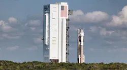The Boeing CST-100 Starliner capsule topping a United Launch Alliance Atlas V rocket rolls out of the UAL Vertical Integration Building, headed for launch complex 41 at Cape Canaveral Space Force Station, Wednesday, May 17, 2022. The unmanned mission is scheduled to lift off on a test flight to the International Space Station at 6:54 p.m on Thursday.