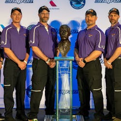 FedEx Indy bested 73 global teams to win the famed William F. &ldquo;Bill&rdquo; O&rsquo;Brien Award for Excellence in Aircraft Maintenance at the Aerospace Maintenance Competition (AMC) Presented by Snap-on in Dallas. From left to right are Christian Kline, Scott Johnston, Joe Schmalz, Travis Donald, Rob Shrum and Jim Hoag.