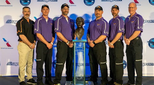 FedEx Indy bested 73 global teams to win the famed William F. &ldquo;Bill&rdquo; O&rsquo;Brien Award for Excellence in Aircraft Maintenance at the Aerospace Maintenance Competition (AMC) Presented by Snap-on in Dallas. From left to right are Christian Kline, Scott Johnston, Joe Schmalz, Travis Donald, Rob Shrum and Jim Hoag.