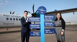 Ciarán Smith, head of commercial Emerald Airlines, and Ellie McGimpsey, aviation development manager at George Best Belfast City Airport