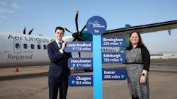 Ciarán Smith, head of commercial Emerald Airlines, and Ellie McGimpsey, aviation development manager at George Best Belfast City Airport Ciarán Smith, head of commercial Emerald Airlines, and Ellie McGimpsey, aviation development manager at George Best Belfast City Airport