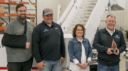From left, Jason Johnson, VP of business development; Brandon Haubenschild, production manager; Amy Hinzmann, CFO/COO; and Craig Kruckeberg, CEO/CVO, accepted Stinar’s Product Leader of the Year recognition. From left, Jason Johnson, VP of business development; Brandon Haubenschild, production manager; Amy Hinzmann, CFO/COO; and Craig Kruckeberg, CEO/CVO, accepted Stinar’s Product Leader of the Year recognition.