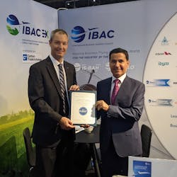 Dr. Fahad Aljarboa, the CEO of Saudia Private Aviation, while receiving the certificate during the EBACE22.