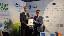 Dr. Fahad Aljarboa, the CEO of Saudia Private Aviation, while receiving the certificate during the EBACE22. Dr. Fahad Aljarboa, the CEO of Saudia Private Aviation, while receiving the certificate during the EBACE22.