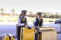 Remote baggage drop allows travelers to obtain boarding passes and check luggage before entering the terminal. .