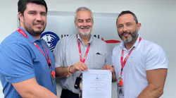 Universal Aviation Costa Rica becomes first service provider in Central America with CAA-approved SMS. From left to right: Néstor Villaverde, local safety and training coordinator, Universal Aviation Costa Rica; Helmuth Álvarez, regional safety manager, Latin America & Caribbean, Universal Weather and Aviation Inc.; and Jonathan Herrera, operations manager, Universal Aviation Costa Rica.