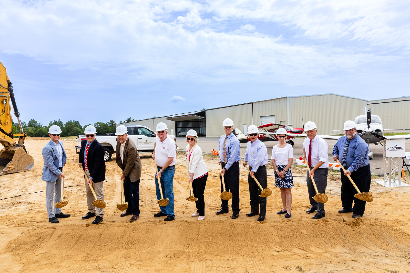 Groundbreaking ceremony for the Moore County Airport Hangar Expansion Project.