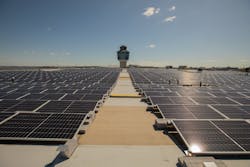 A field of solar panels at LGA.