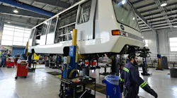 DENVER, CO - MAY 27 : Alstom mechanics maintain train cars at the facility of Denver International Airport in Denver, Colorado on Friday, May 27, 2022.