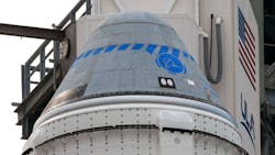 The Boeing CST-100 Starliner capsule topping a United Launch Alliance Atlas V rocket in position for launch at complex 41 at Cape Canaveral Space Force Station, Wednesday, May 17, 2022. The unmanned mission is scheduled to lift off on a test flight to the International Space Station at 6:54 p.m on Thursday. The Boeing CST-100 Starliner capsule topping a United Launch Alliance Atlas V rocket in position for launch at complex 41 at Cape Canaveral Space Force Station, Wednesday, May 17, 2022. The unmanned mission is scheduled to lift off on a test flight to the International Space Station at 6:54 p.m on Thursday.