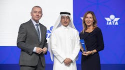 Left to right: Willie Walsh, H.E. Akbar Al Baker, Güliz Öztürk Left to right: Willie Walsh, H.E. Akbar Al Baker, Güliz Öztürk