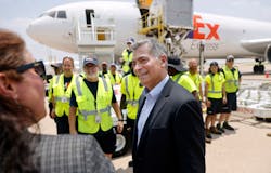 Health and Human Services (HHS) Secretary Xavier Becerra visited with and took photos with FedEx employees after making remarks after Operation Fly Formula flight a FedEx Express MD-11 charter flight from Cologne, Germany, arrived at DFW Airport, June 9, 2022. The air shipment of approximately 1.6 million 8-ounce bottle equivalents of Nestl&eacute; NAN SupremePro Stage 1 infant formula is being administered by the Biden Administration.