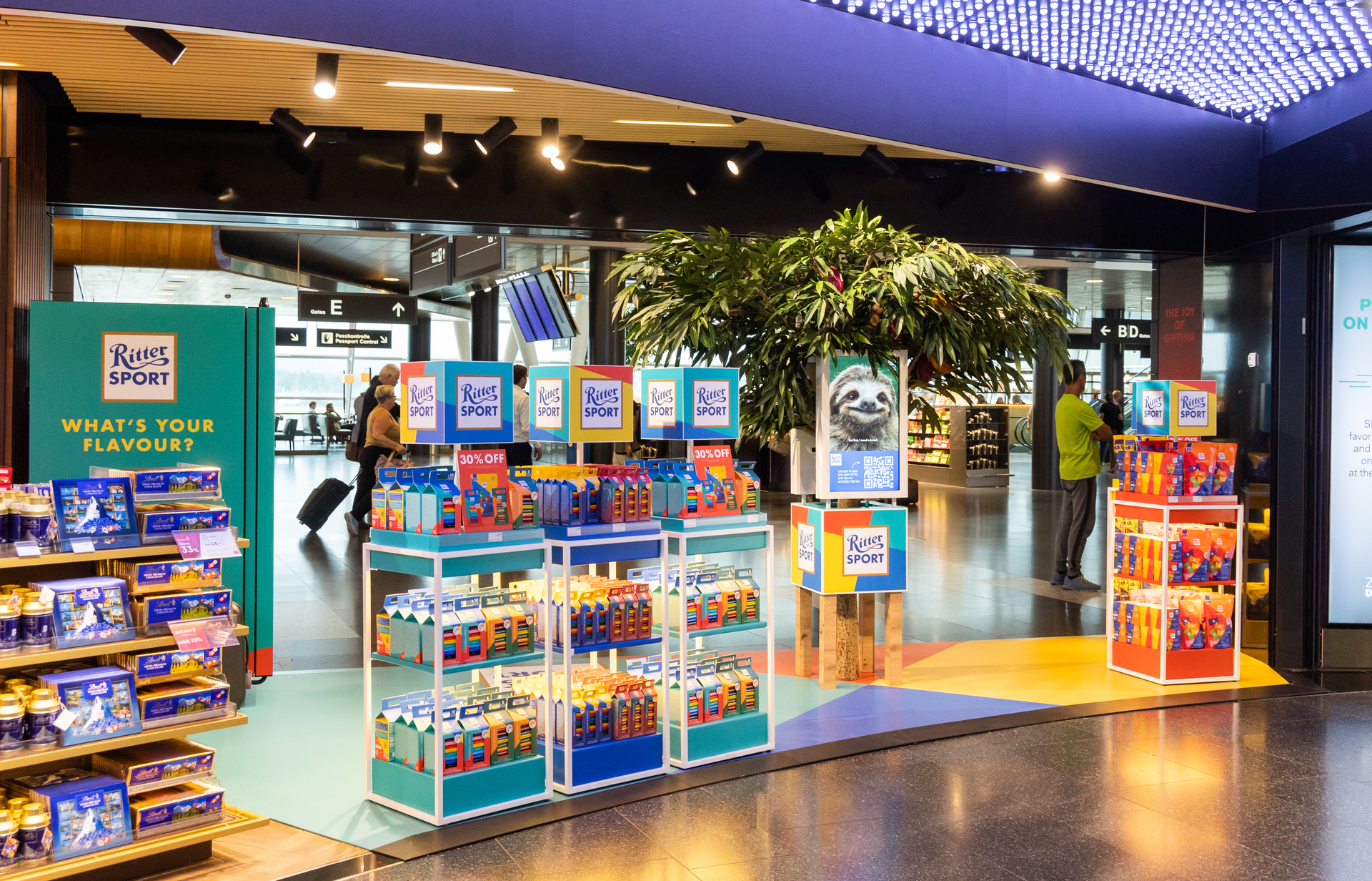 The iconic German chocolate specialist Ritter Sport has partnered with Dufry and Z&uuml;rich Airport for a month-long Colourful World of Chocolate activation centered on its lovable sloth mascot Don Choco.
