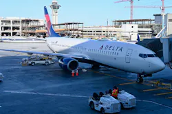 A Delta airlines Boeing 737 MAX is seen at Los Angeles International Airport (LAX) in Los Angeles, California on June 19, 2022.