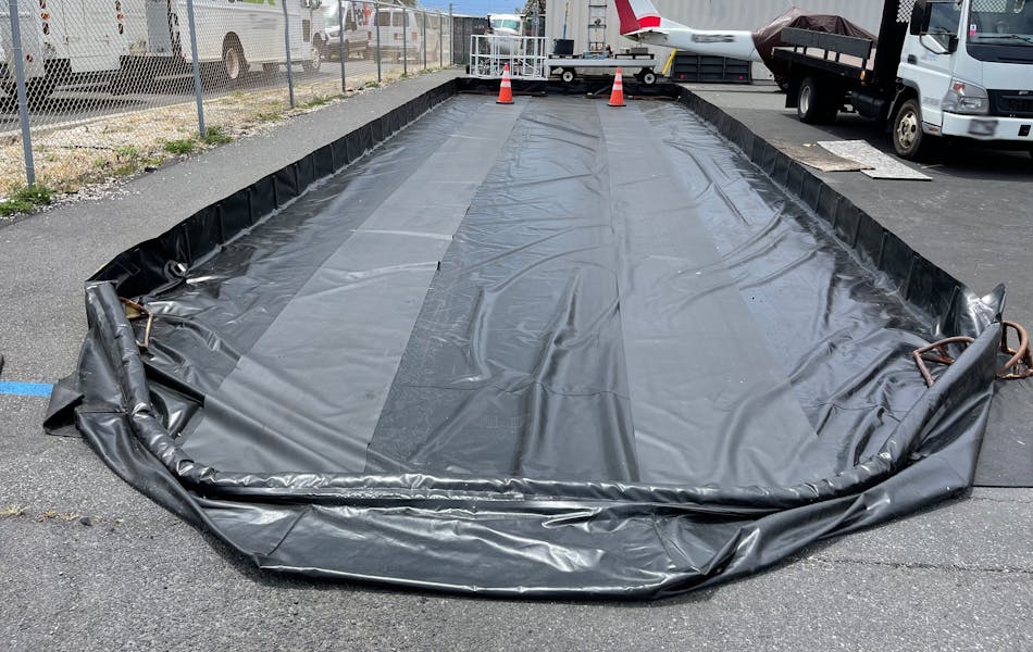 Interstate Products Inc. (IPI) is a supplier of airfield portable fuel spill containment berms to help with EPA and SPCC regulations and accommodate all size fuel trucks and tankers.