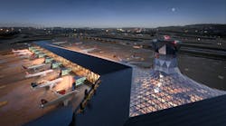 Selected from 10 global competition entries, the winning proposal for the largest dock of the internationally acclaimed Zurich airport is comprised predominantly of solid regional wood. The new Dock A and adjacent buildings designed by BIG, HOK, 10:8 architects, engineer Buro Happold, timber experts Pirmin Jung and aviation consultant NACO, seek to strengthen the airport&rsquo;s continued status as the gateway of Switzerland.