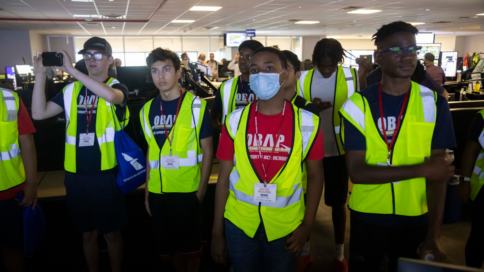 Students toured the American Airlines Hub Control Center during the Organization of Black Aerospace Professionals aerospace career summer camp Wednesday at DFW International Airport.