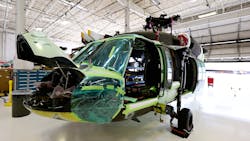 Blackhawk helicopter being retrofitted at United Rotorcraft July 21, 2022.
