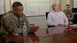 Chief Master Sgt. Quincey Hester, Anthony Taylor and Senior Airmen Bryce Mayer, members of the 908th Program Integration Office, provide an update to the attendees of the weekly PIO planning meeting at Maxwell Air Force Base, Ala., May 19, 2022. The PIO is one of the organizations responsible for the 908th Airlift Wing’s transition from the C-130H Hercules to the MH-139A Grey Wolf helicopter. Their weekly team meetings brought together members from Air Education and Training Command, Air Force Reserve Command and the 22nd Air Force. Chief Master Sgt. Quincey Hester, Anthony Taylor and Senior Airmen Bryce Mayer, members of the 908th Program Integration Office, provide an update to the attendees of the weekly PIO planning meeting at Maxwell Air Force Base, Ala., May 19, 2022. The PIO is one of the organizations responsible for the 908th Airlift Wing’s transition from the C-130H Hercules to the MH-139A Grey Wolf helicopter. Their weekly team meetings brought together members from Air Education and Training Command, Air Force Reserve Command and the 22nd Air Force.
