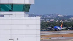 A Southwest Airlines flight lands at Dallas Love Field Airport on Tuesday, July 26, 2022. A ground stop was ordered for flights at Love Field airport on Monday after Dallas police shot a woman who fired several shots inside the terminal.