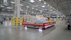 Swissport has launched a pilot with an automated guided vehicle. Swissport has launched a pilot with an automated guided vehicle.