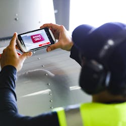 Air bp&rsquo;s Airfield Automation app - scanning a customer&rsquo;s decal.