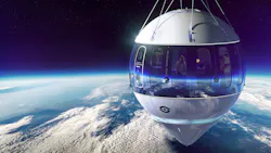 Rendering of the Space Perspective Spaceship Neptune balloon capsule with its updated design as of July 2022.