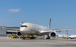 Etihad Airways celebrated the arrival of its new Airbus A350-1000 in the United States following the inaugural commercial flight from Abu Dhabi International Airport (AUH) to New York&rsquo;s John F. Kennedy International Airport (JFK) on 30 June.