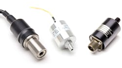 Pressure Control, Inc.&rsquo;s Absolute Pressure Switch products pictured in the photo are (from left to right): an SF6 (sulfur hexafluoride) pressure detection switch, a small aircraft altitude switch, and a harsh environment isolated pressure switch.
