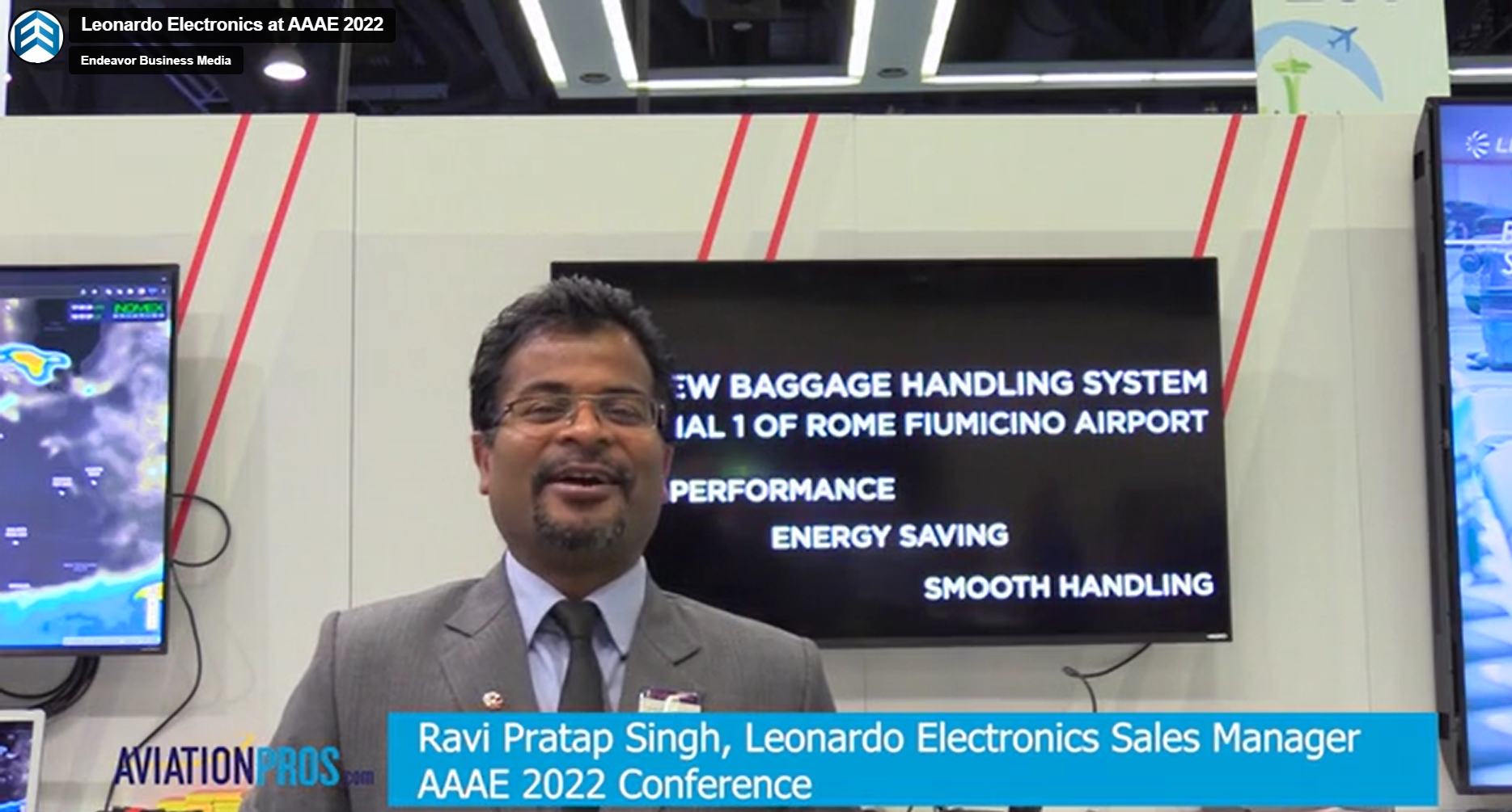 Leonardo Electronics Sales Manager Ravi Pratap Singh talks about airport baggage technology at the 2022 AAAE Conference.