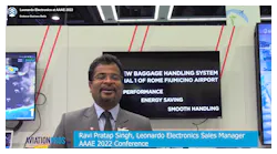 Leonardo Electronics Sales Manager Ravi Pratap Singh talks about airport baggage technology at the 2022 AAAE Conference.