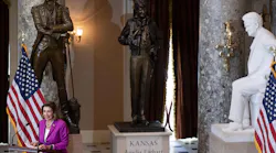 U.S. Speaker of the House Nancy Pelosi (D-California) speaks during the unveiling of a statue of aviator Amelia Earhart, the first woman to fly solo across the Atlantic Ocean, during a ceremony in Statuary Hall at the U.S. Capitol in Washington, D.C., on Wednesday, July 27, 2022.
