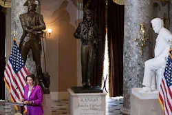 U.S. Speaker of the House Nancy Pelosi (D-California) speaks during the unveiling of a statue of aviator Amelia Earhart, the first woman to fly solo across the Atlantic Ocean, during a ceremony in Statuary Hall at the U.S. Capitol in Washington, D.C., on Wednesday, July 27, 2022.