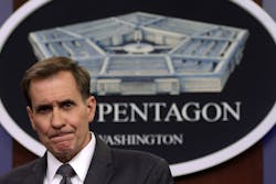 Then U.S. Department of Defense press secretary John Kirby participates in a news briefing at the Pentagon Aug. 13, 2021 in Arlington, Virginia. The U.S. government is considering supplying Ukraine with U.S. fighter jets, Kirby, current communications director of the National Security Council, said on Friday, July 22, 2022.