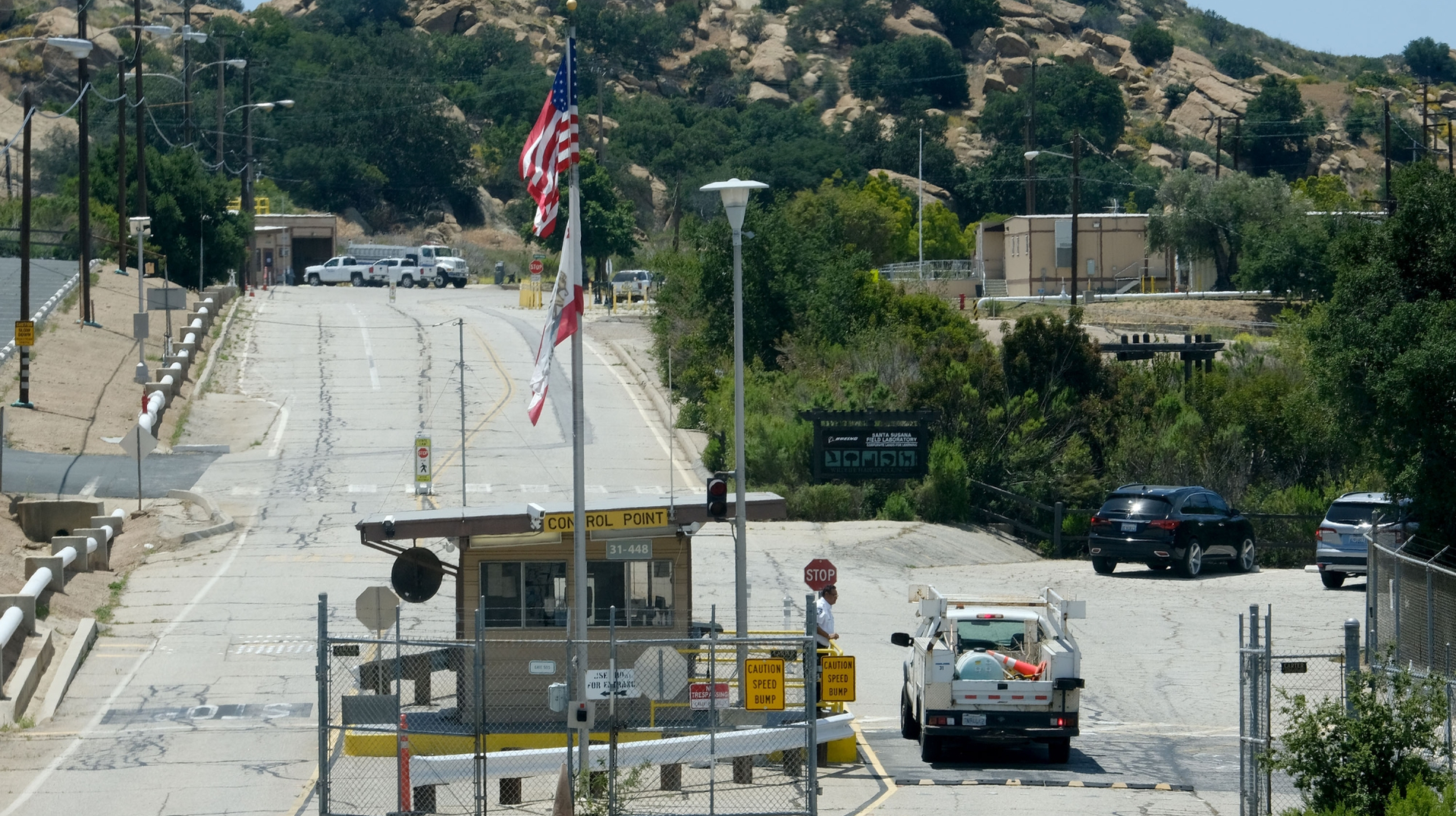 The entrance to the Boeing, Santa Susana Field Lab, high in the hills separating Simi Valley and the San Fernando Valley on Monday, May 9, 2022.