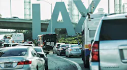 Los Angeles, CA - June 22: Traffic sits backed up on the road after a 'suspicious vehicle' led authorities to shut down the departures level of Los Angeles International Airport and divert traffic for more than an hour on Wednesday, June 22, 2022 in Los Angeles, CA.