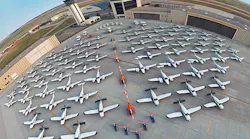 UND’s fleet of aircraft is seen gathered at the University’s location at Grand Forks International Airport.