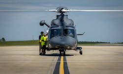 Maintainers talk with the MH-139A Grey Wolf’s aircrew prior to a flight at Eglin Air Force Base, Fla., Aug. 17, 2022. The Grey Wolf sortie was the first flight since the Air Force took over ownership of the aircraft Aug. 12. It marked the first all-Air Force personnel flight in the Air Force’s newest helicopter. Maintainers talk with the MH-139A Grey Wolf’s aircrew prior to a flight at Eglin Air Force Base, Fla., Aug. 17, 2022. The Grey Wolf sortie was the first flight since the Air Force took over ownership of the aircraft Aug. 12. It marked the first all-Air Force personnel flight in the Air Force’s newest helicopter.