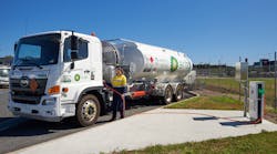 Air BP’s new custom-designed all-electric refueling vehicle at Brisbane Airport. Air BP’s new custom-designed all-electric refueling vehicle at Brisbane Airport.