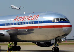 An American Airlines jet at Dallas-Fort Worth International Airport.