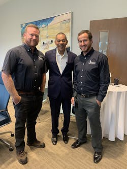 Pictured are Boca Raton Airport Authority Operations Director Travis Bryan, NBC 6 News Anchor Willard Shepard, and Finance and Administration Manager Robert Abbott. Pictured are Boca Raton Airport Authority Operations Director Travis Bryan, NBC 6 News Anchor Willard Shepard, and Finance and Administration Manager Robert Abbott.
