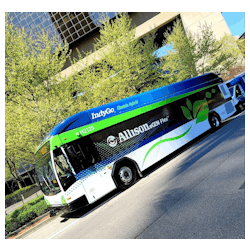 The Allison Transmission eGen Flex, paired with the Cummins B6.7 engine in GILLIG buses, is capable of traveling in electric-only mode for up to 10 consecutive miles or 50 minutes before converting back to hybrid propulsion.