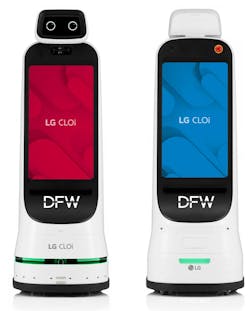 The Dallas Fort Worth International Airport hosted an LG product demonstration of the newly launched LG Cloi GuideBot, the company’s first multi-purpose customer service robot. The Dallas Fort Worth International Airport hosted an LG product demonstration of the newly launched LG Cloi GuideBot, the company’s first multi-purpose customer service robot.